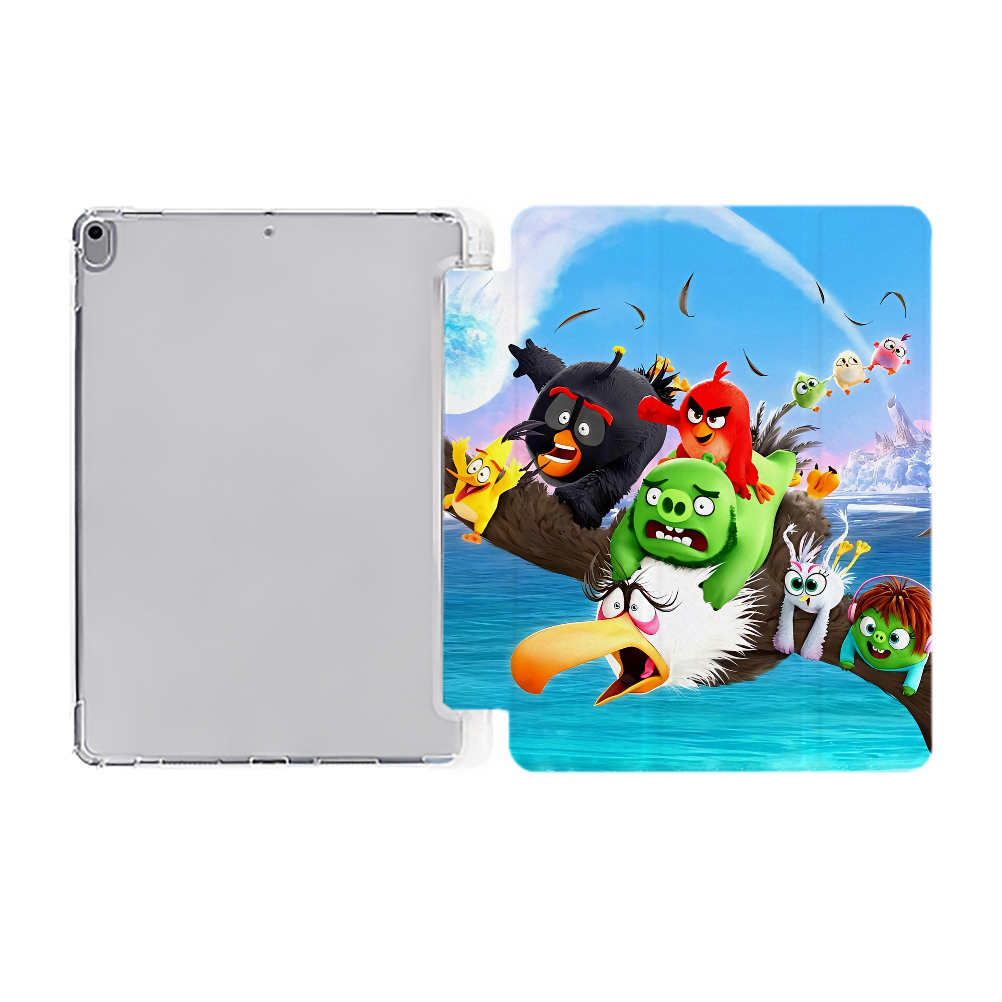 （画像用） Angry Birds アングリーバード IPad ケース ペン収納付き 三つ折りスタンド PUレザー×シリコン 対応機種9.5/10.5/10.9インチ